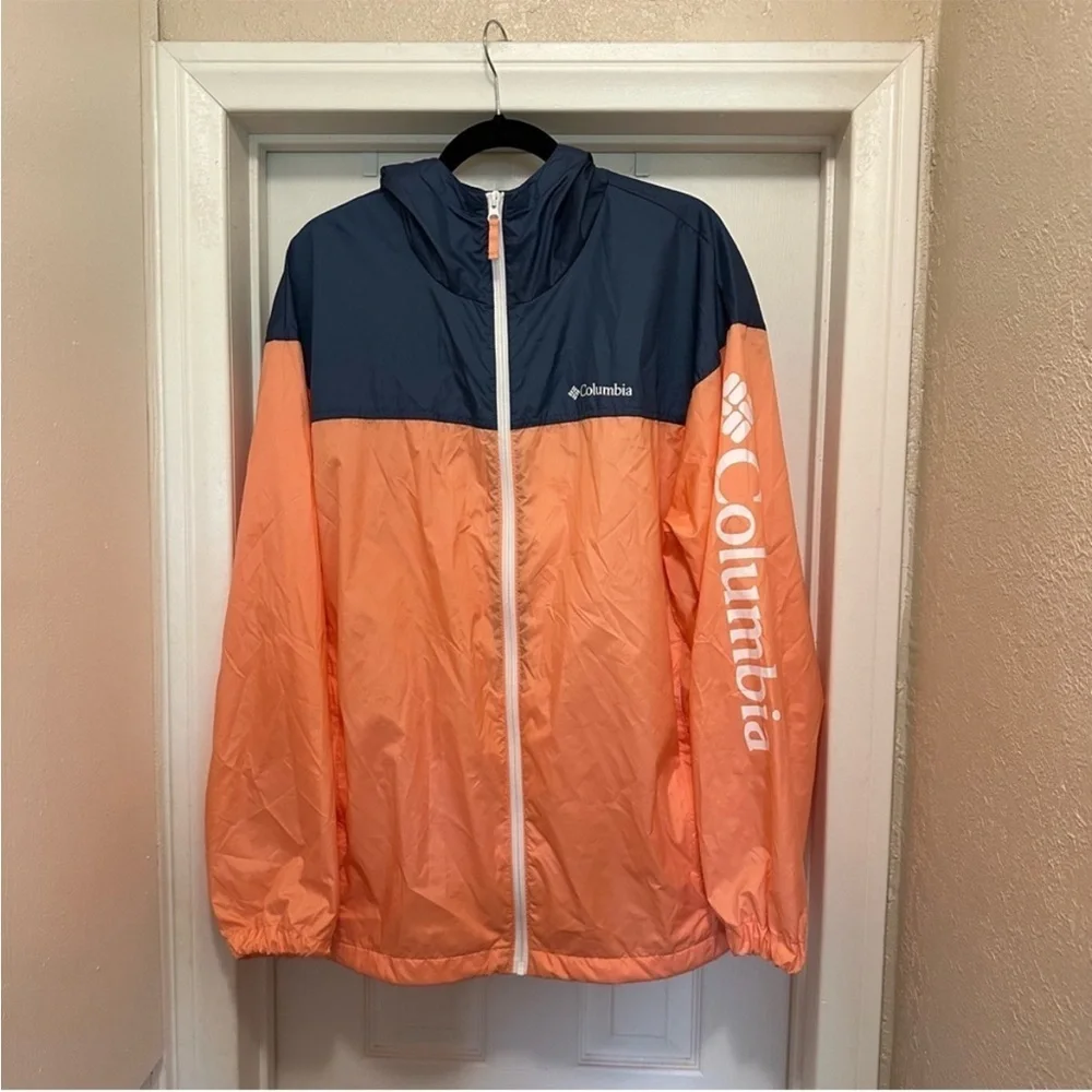 Columbia Men's Flash Challenger Novelty Windbreaker Jacket in Coral/Navy Size XL - Picture 8 of 9
